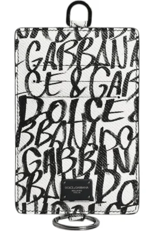 Dolce & Gabbana Tilbehør, Herre, Hvid, ONE SIZE, Læder, Logo Print Læderkortholder Pung
