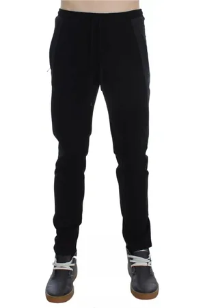 Dolce & Gabbana Bukser, Herre, Sort, 2XL, Bomuld, Stræk Bomuld Afslappede Bukser Sort Grå