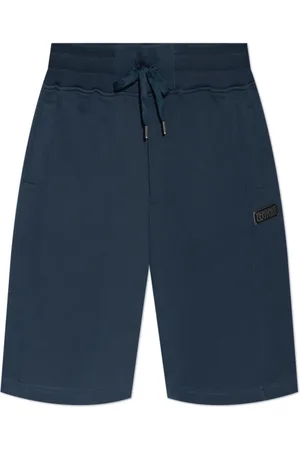 VERSACE Shorts, Herre, Blå, S, Bomuld, Shorts med logo applikation