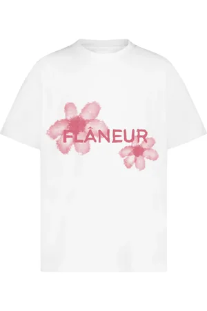 FLÂNEUR Top, Herre, Hvid, S, Akvarel Blomst Hvid Skjorte