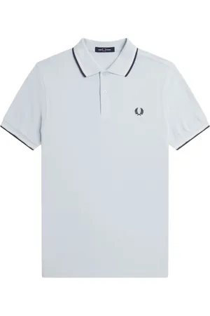 Fred Perry Top, Herre, Grå, M, Bomuld, Grå Polo med Dobbelt Stribe