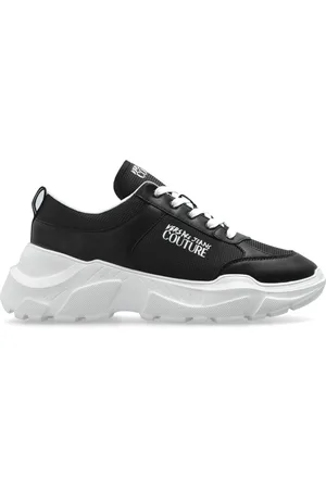 VERSACE Sko, Herre, Sort, 43 EU, Uld, Sneakers med trykt logo