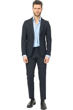 MULISH Jakkesæt, Herre, Blå, S, Polyester, Blå Kjole Slim Fit Klassisk Stil