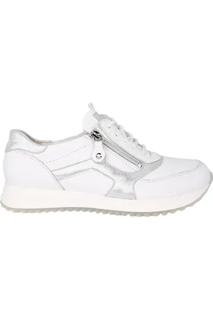 Waldläufer Sko, Dame, Hvid, 41 EU, Læder, Brede hvide lædersneakers