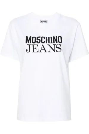 Moschino Top, Dame, Hvid, S, Bomuld, Hvid Bomuld Logo Print T-shirt