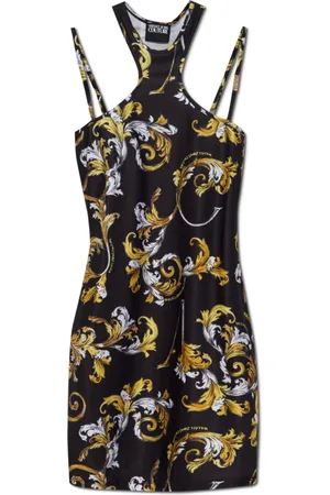 VERSACE Kjole, Dame, Sort, S, Uld, Kjole med Barocco print
