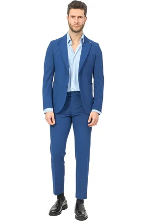 MULISH Jakkesæt, Herre, Blå, 4XL, Polyester, Blå Kjoler Slim Fit Tenerife