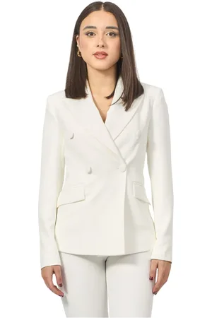 Fracomina Jakke, Dame, Hvid, M, Polyester, Hvid Dobbelt-Brydet Blazer Jakke