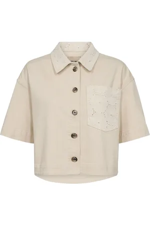 Mos Mosh Bluser & Skjorter, Dame, , XS, Bomuld, Kort Clay Skjorte med Krave