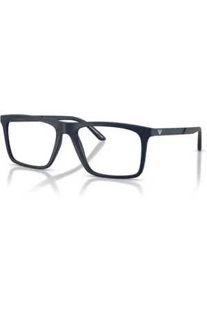 Emporio Armani Tilbehør, Herre, Blå, 53 MM, Uld, Dynamiske rektangulære solbriller