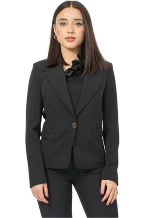 Fracomina Jakke, Dame, Sort, M, Polyester, Sort jakke med reverskrave