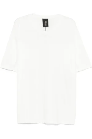 THOM KROM Top, Herre, Hvid, L, Hvid Patch Detalje T-shirts og Polos