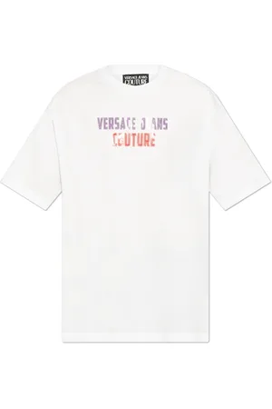 VERSACE Top, Herre, Hvid, 2XL, Bomuld, T-shirt med trykt logo