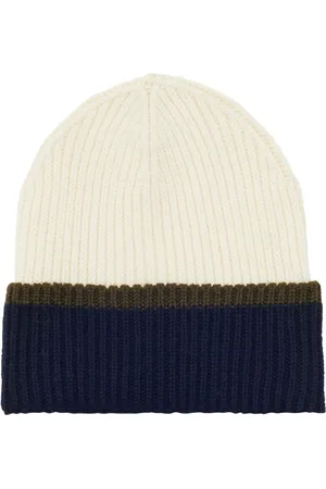 Inès de la Fressange Tilbehør, Dame, Flerfarvet, ONE SIZE, Uld, Pedro hat i ecru navy reverse strik, khaki mesh
