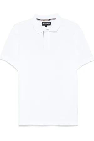 Barbour Top, Herre, Hvid, S, Hvid Polo Skjorte med Logo Broderi