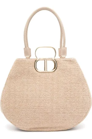 Twin-Set Taske, Dame, Gul, ONE SIZE, Vævet håndtag tote taske
