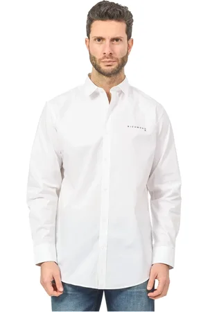 John Richmond Skjorte, Herre, Hvid, M, Hvid Logo Button-Up Skjorte