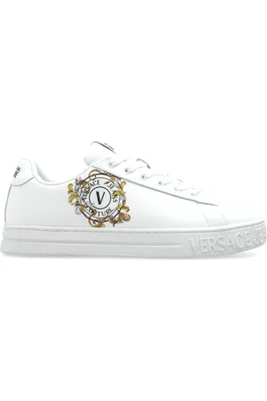 VERSACE Sko, Dame, Hvid, 39 EU, Uld, Sneakers med trykt logo
