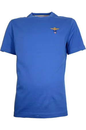 Aeronautica Militare Top, Herre, Blå, L, Bomuld, Basis Bomuld Crew Neck T-shirt Blå