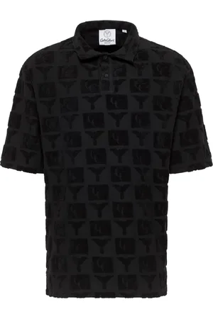 Carlo Colucci Top, Herre, Sort, L, Uld, Oversize Polo Shirt med Terry Inserts