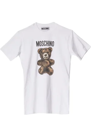 Moschino Top, Dame, Hvid, XL, Bomuld, Adrian Bear T-shirt Hvid Bomuld Kortærmet