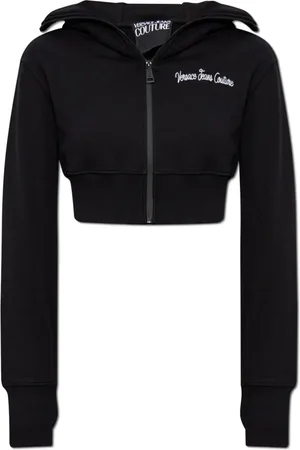 VERSACE Sweathshirts & Hoodies, Dame, Sort, S, Kort hættetrøje
