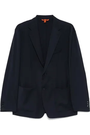 BARENA Jakke, Herre, Blå, 2XL, Uld, Navy Wool Blazer med tropisk stil