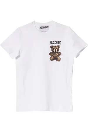 Moschino Top, Dame, Hvid, XL, Bomuld, Adrian Bear T-shirt Hvid Bomuld Kortærmet