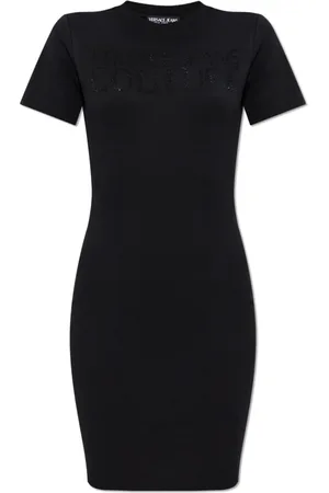 VERSACE Kjole, Dame, Sort, S, Bomuld, Kjole med skinnende applikationer