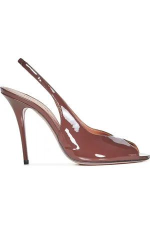 Amina Muaddi Sko, Dame, Brun, 40 EU, Brun Hælede Sandaler