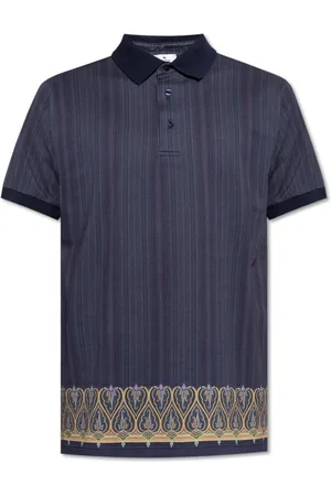Etro Top, Herre, Blå, M, Bomuld, Mønstret Polo