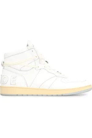 Rhude Sko, Herre, Hvid, 44 EU, Læder, Vintage Læder High-Top Sneakers