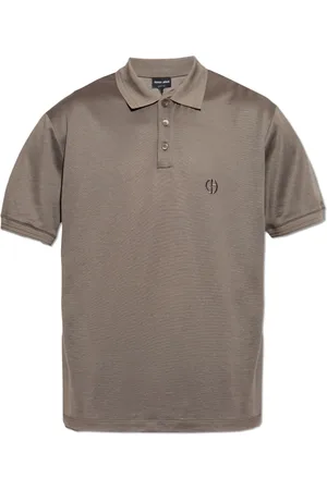Giorgio Armani Top, Herre, Brun, 2XL, Bomuld, Polo med broderet logo