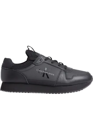 Calvin Klein Sko, Herre, Sort, 44 EU, Læder, Retro Sorte Sneakers til Mænd