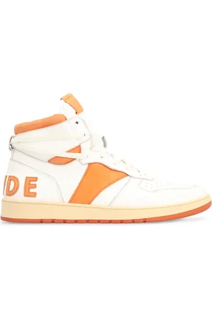Rhude Sko, Herre, Hvid, 42 EU, Læder, Vintage Læder High-Top Sneakers