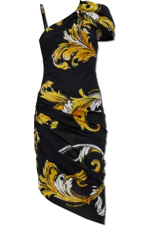 VERSACE Kjole, Dame, Sort, S, Bomuld, Kjole med Barocco-print