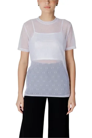 Armani Exchange Top, Dame, Hvid, XS, Hvid kortærmet rund hals T-shirt