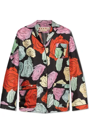 Marni Bluser & Skjorter, Dame, Flerfarvet, XS, Satin, Skjorte med blomstermotiv