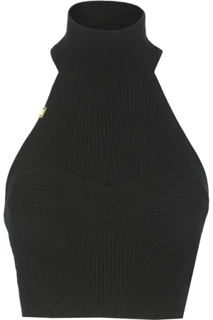Elisabetta Franchi Top, Dame, Sort, M, Sort ærmeløs top med bred hals