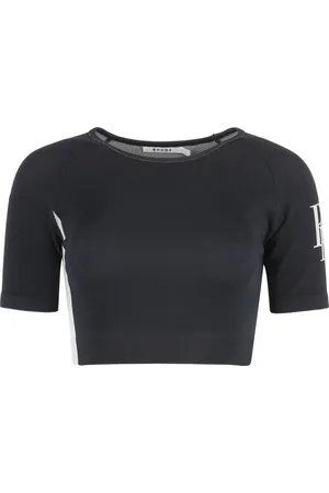 Rhude Top, Dame, Sort, L, Uld, Logo Crop-top i Kontrastfarver