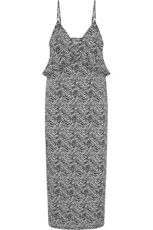 ONE TEASPOON Kjole, Dame, Sort, S, Zebra Print Midi Kjole med Slids
