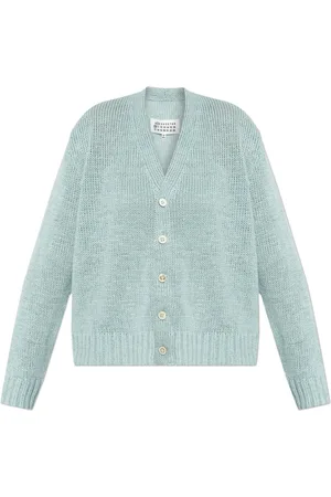 Maison Margiela Strik, Dame, Blå, M, Tyl, Cardigan med Logo