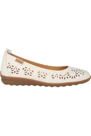 Pikolinos Sko, Dame, , 42 EU, Læder, Off White Perforeret Dame Ballerina