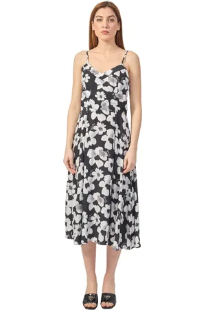 YES ZEE BY ESSENZA Kjole, Dame, Sort, 2XL, Sort Blomstret Lang Kjole