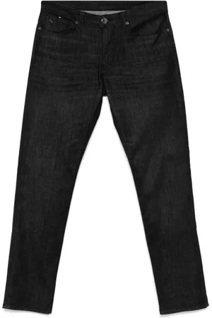 Emporio Armani Jeans, Herre, Blå, W30, Bomuld, Blå Jeans med Sorte Detaljer