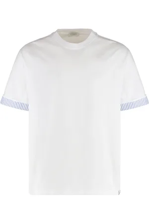 Paolo Pecora Top, Herre, Hvid, M, Bomuld, Ribbet crew-neck T-shirt, Oversize Fit