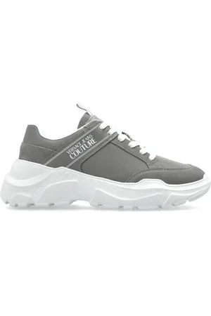 VERSACE Sko, Herre, Grå, 44 EU, Læder, Sneakers med trykt logo