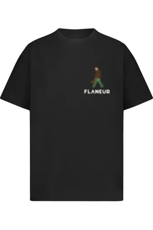 FLÂNEUR Top, Herre, Sort, S, Sort T-shirt med sløret design