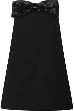 Self-Portrait Kjole, Dame, Sort, XS, Bandeau Mini Kjole i Crepe