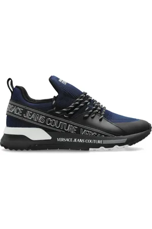 VERSACE Sko, Herre, Blå, 42 EU, Sneakers med trykt logo